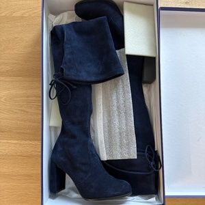 Stuart Weitzman Hiline Boots in Nice Blue Suede